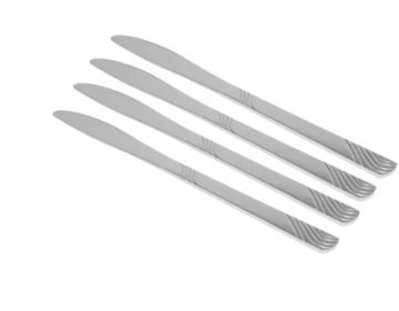 Mainstays 4-Piece Swirl Stainless Steel Dinner Knife Set, Silver Tableware