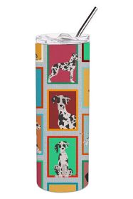 Lots of Harlequin Natural Ears Great Dane Stainless Steel Skinny Tumbler Vacuum Double Walled Reusable Insulated Tumbler Travel Cup for Coffee Cocktai