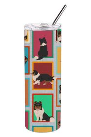 Lots of Tricolor Sheltie Stainless Steel Skinny Tumbler Vacuum Double Walled Reusable Insulated Tumbler Travel Cup for Coffee Cocktails Gift with Lid