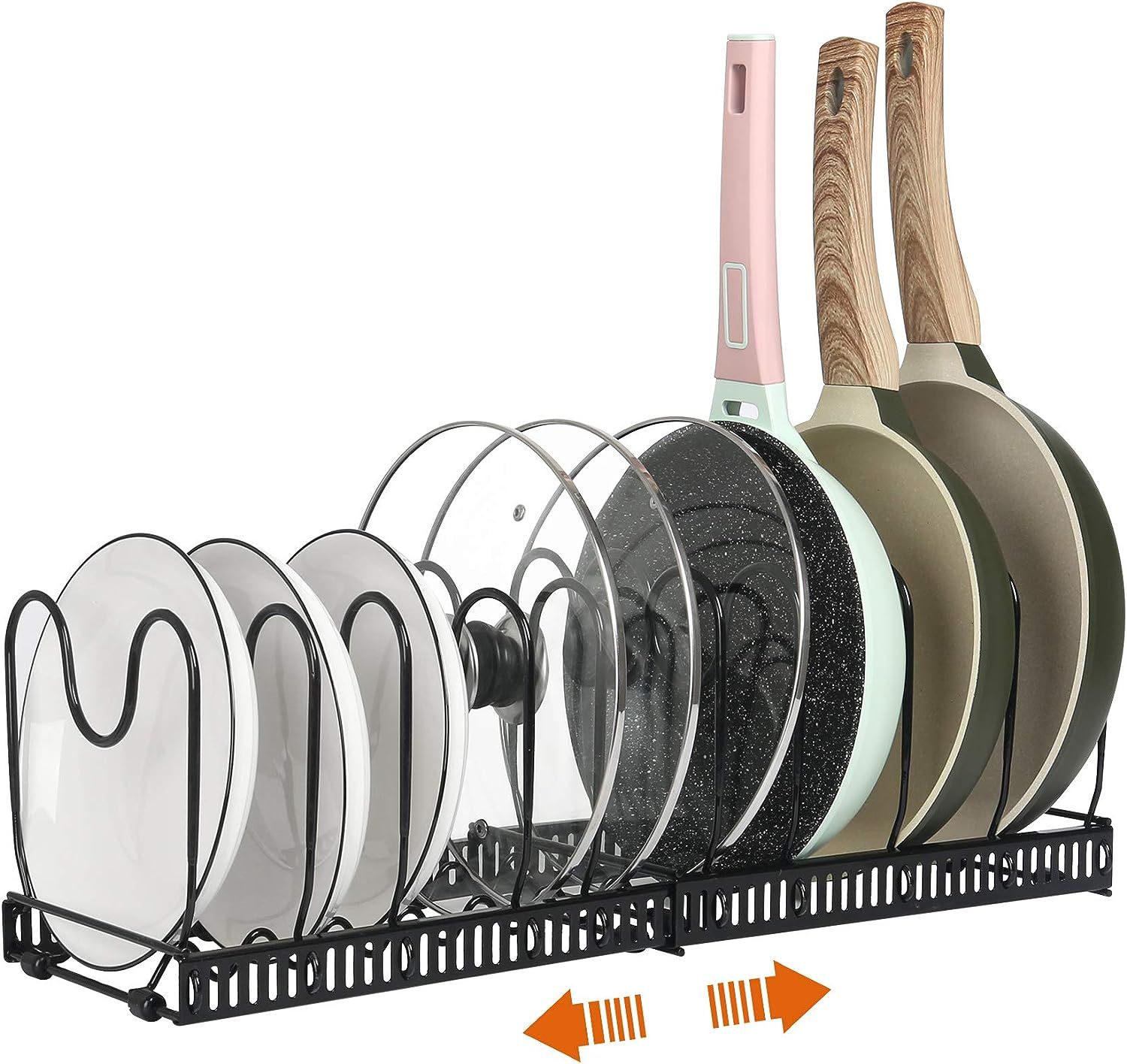 10 Dividers Expandable Pot Pan Organizer Rack Heavy Duty Cast Iron Adjustable DIY Under Cabinet Countertop Pot Pan Rack Storage Space Saving Pot Pan L 10 Dividers Expandable Pot Pan Organizer Rack Heavy Duty Cast Iron Adjustable DIY Under Cabinet Countertop Pot Pan Rack Storage Space Saving Pot Pan L