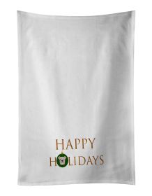 NEW English Bulldog - Dog Face Happy Holidays Christmas Kitchen Towel Set of 2 White Dish Towels Decorative Bathroom Hand towel for Hand, Face, Hair