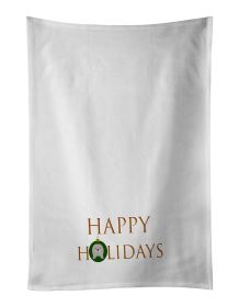 NEW Lhasa Apso - Dog Face Happy Holidays Christmas Kitchen Towel Set of 2 White Dish Towels Decorative Bathroom Hand towel for Hand, Face, Hair, Yoga
