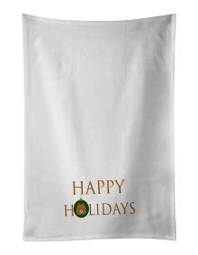 NEW Elo Dog - Dog Face Happy Holidays Christmas Kitchen Towel Set of 2 White Dish Towels Decorative Bathroom Hand towel for Hand, Face, Hair, Yoga