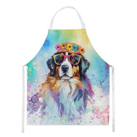 Bernese Mountain Dog Hippie Dawg Apron Cooking Kitchen Server Baking Crafts Gardening for Adult Women Men, Unisex, Large, Multicolor