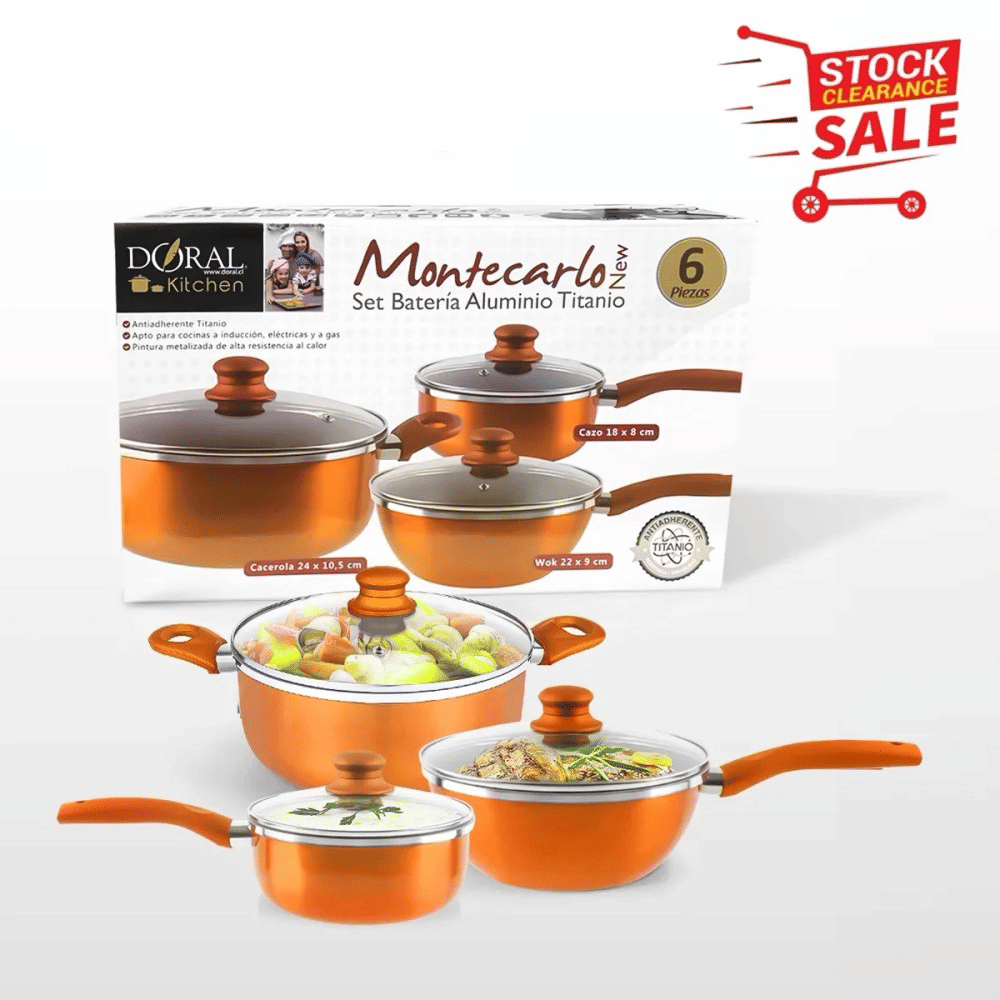 Kitchen Cookware Set, 6 PCS Nonstick Pot and Pan Set-Wok, Soup, Milk Pot Set Orange Kitchen Cookware Set, 6 PCS Nonstick Pot and Pan Set-Wok, Soup, Milk Pot Set Orange