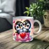 11oz White Ceramic Coffee Mug with Adorable Penguin Print Design - Perfect Gift for Valentine's Day, Anniversaries, Easter,
