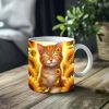 11 Oz White Ceramic Coffee Mug with Cat Petal Print Design - The Perfect Gift for Valentine'S Day, Anniversaries, Easter, St.
