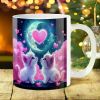 1pc 11oz Charming Kitten Ceramic Mug with Starry Night & Hearts Design - Ideal for Outdoor Camping, Picnics, Travel -