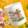 11oz Inspirational Ceramic Coffee Mug with 'Bless the Lord' Cross Design - White Christian Faith-Inspired Cup for Home,