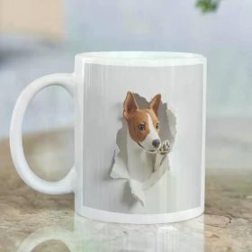 11oz Ceramic Mug with 3D Basset Hound Design | Unique Hole in White Wall Art | Perfect Gift for Dog Lovers | High-