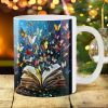 1pc 11oz Whimsical Butterfly & Book Design Ceramic Mug - Perfect for Coffee, Tea, Milk | Durable Drinkware with Artistic