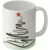 11oz White Ceramic Christmas Tree Coffee Mug with Double-Sided Festive Design – Perfect Holiday Gift for Family and