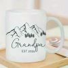 Ceramic Coffee Mug for Grandparents | White with Mountain Design and 'Grandpa EST. 2024' Inscription | Insulated
