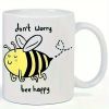 Modern 11oz Durable Cartoon Bee Ceramic Coffee Mug - Reusable Insulated Travel Cup Hand Wash Only Perfect for