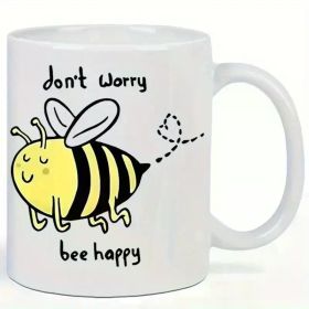 Modern 11oz Durable Cartoon Bee Ceramic Coffee Mug - Reusable Insulated Travel Cup Hand Wash Only Perfect for