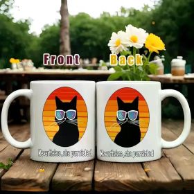11oz Ceramic White Mug with Fun Cat Design – "Nevertheless She Persisted" Quote, Perfect for Coffee, Tea,