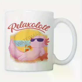 Relaxolotl Beach Vacation 11oz Ceramic Coffee Mug with Cute Axolotl Design Fun and Relaxing Summer-Themed Cup