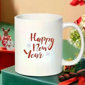 11oz Happy New Year Ceramic Coffee Mug with Handwritten Inscription - Microwave & Dishwasher Safe, Hot & Cold