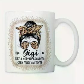 Gigi Like A Normal Grandma Only More Awesome Ceramic Coffee Mug - 11oz with Leopard Print and Glitter Design