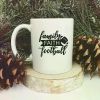 Family Faith Football Ceramic Coffee Mug – Stylish White Mug with Black Lettering, Perfect Gift for Football Moms,