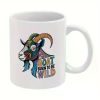 Goat Born to Be Wild Ceramic Mug – Colorful Artistic Design, Perfect Christmas Gift for Fun and Wildness Lovers, Hand