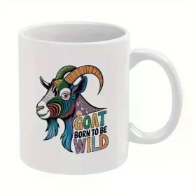 Goat Born to Be Wild Ceramic Mug – Colorful Artistic Design, Perfect Christmas Gift for Fun and Wildness Lovers, Hand