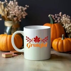 1pc Grateful white Ceramic mug 11oz. Cozy Coffee cups, Autumn Seasonal decor, Thanksgiving mugs, Thanksgiving