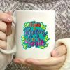 1pc Find A Reason to Smile 11oz Ceramic Coffee Mug Colorful Hand-Lettered Quote White with Festive Holiday