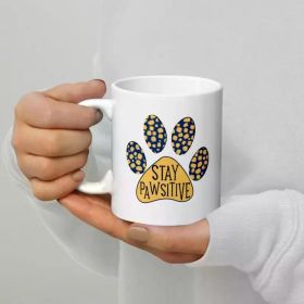 1pc paw print White glossy mug for dog owner, coffee mug for dog lover, positive coffee mug for dog owner