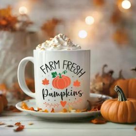 1pc Cute Halloween mug, autumn mug, pumpkin mug, autumn saying, ceramic mug, country house style, cute