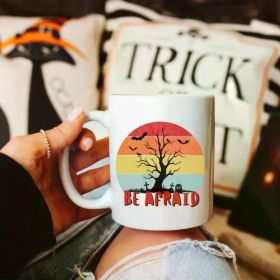 1pc "Be Afraid" Spooky Tree Halloween Ceramic Mug 11oz - Insulated, Hand-Wash Only | Ideal for Coffee & Tea | Perfect