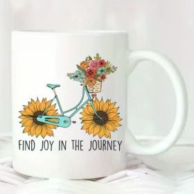 1pc Sunflower Bicycle Joy Mug, Positive Affirmation Optimism Mug, Cyclist Gift