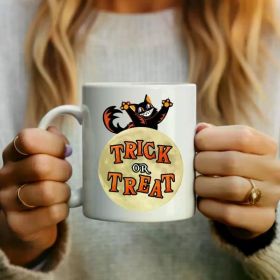 1pc Trick or Treat Cat throwback Halloween mug 11oz., Cute Coffee cup, Seasonal mugs, Unique Cat Mug, Funny