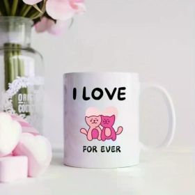 1pc I Love Cats Forever Mug - Smart Cat Design, 11oz Ceramic Coffee Cup, Perfect Gift for Cat Lovers, Cute and