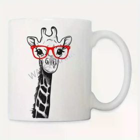 Funny Giraffe with Red Glasses Ceramic Coffee Mug 11oz Unique Zoo Animal Design Perfect Gift for Animal Lovers