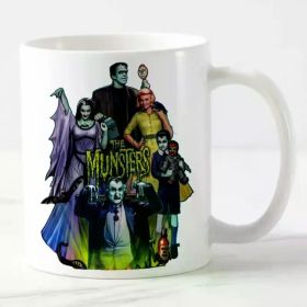 1pc The Munsters 11oz Ceramic Coffee Mug Classic TV Show Design with Herman Lily Grandpa and Spooky Halloween