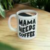 Durable 11oz White Ceramic Mug - Insulated Microwave Safe | Stylish Letter Print | Perfect Gift for Mom Mother'S Day and