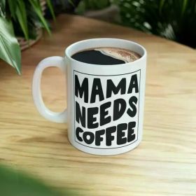 Durable 11oz White Ceramic Mug - Insulated Microwave Safe | Stylish Letter Print | Perfect Gift for Mom Mother'S Day and