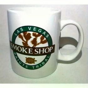 Las Vegas Paiute Tribal Smoke Shop Ceramic Coffee Mug White with Green and Black Design Turtle Emblem Perfect