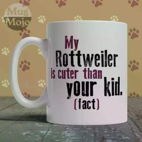 Funny Rottweiler Coffee Mug - "My Rottweiler Is Cuter Than Your Kid" - White Ceramic Cup for Dog Lovers, Hand Wash