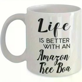 ODDITEES Funny Amazon Tree Boa Snake Mug Life Is Better With An Amazon Tree Boa Coffee Cup 11oz White