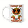 1pc Halloween Pumpkin Mug, Halloween gift for game lovers, "I PAUSED MY GAME FOR HALLOWEEN" best