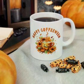 1pc Halloween Mug Happy Coffeeween Gift Idea for Her 11oz Ceramic Halloween Tea Cup, Coffee Mom, Tea Lover,