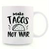 1pc 11oz Ceramic Coffee Mug with 'Make Tacos Not War' Design - White Travel & Camping Cup, Perfect for Fall Coffee