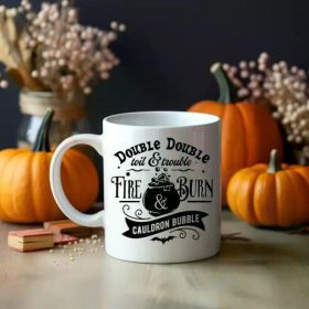 1pc Double Double Toil and Trouble 11oz. Halloween mugs, Halloween Coffee cups, Fun Seasonal mugs, Unique spooky