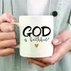 1pc Inspirational Ceramic Coffee Mug "God is Faithful" - Religious Faith-Based Cup with Heartwarming Message,