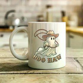 1pc Halloween Bo HawGhost Mug, Funny Halloween Group Party Mug, 2024 Halloween Horror Movie Mug, Cute