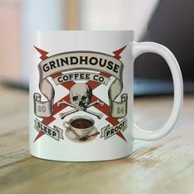 1pc Grindhouse Coffee 11oz Ceramic Coffee Mug for Your Daily Brew