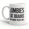 1pc Zombies Eat Brains Mug Funny Halloween Coffee Cup - 11oz