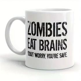 1pc Zombies Eat Brains Mug Funny Halloween Coffee Cup - 11oz